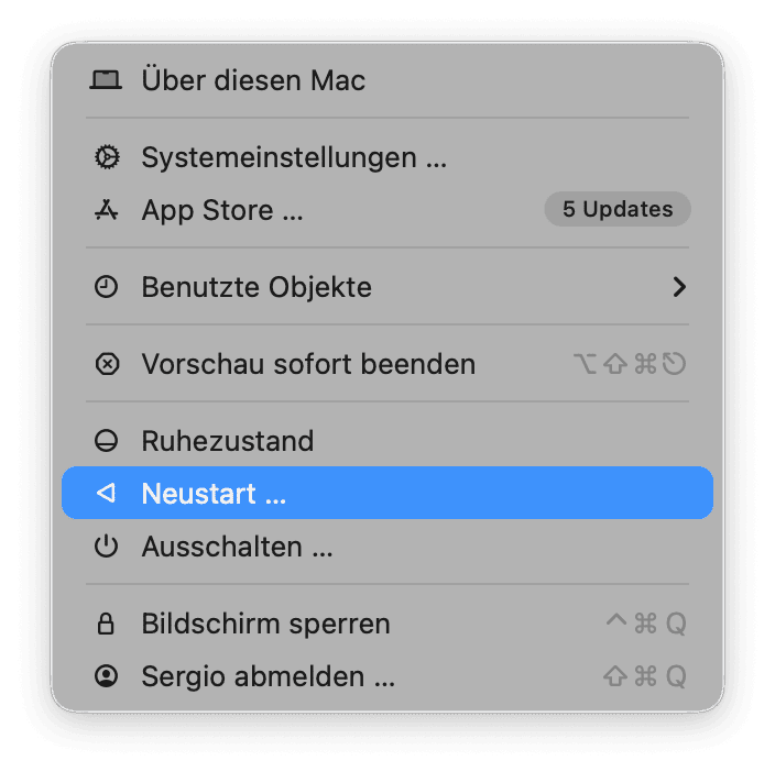 Mac neu starten