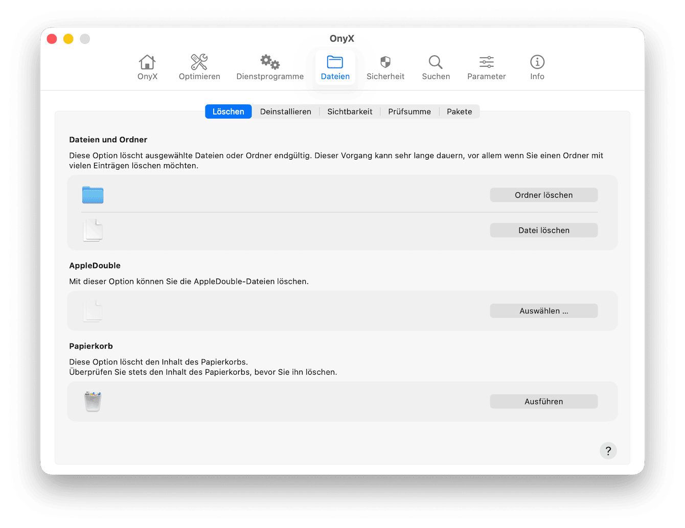 Ein weiterer kostenlosre Mac-Cleaer it OnyX