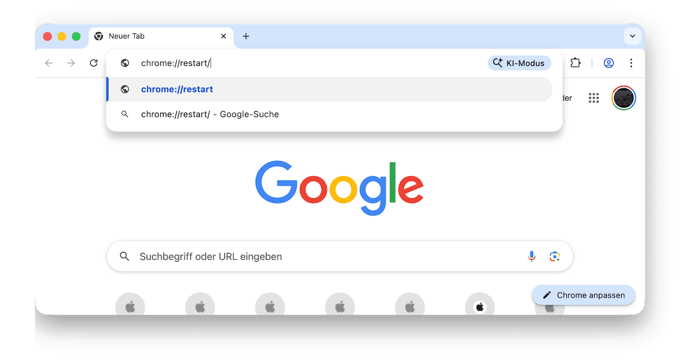 Starten Sie Chrome neu