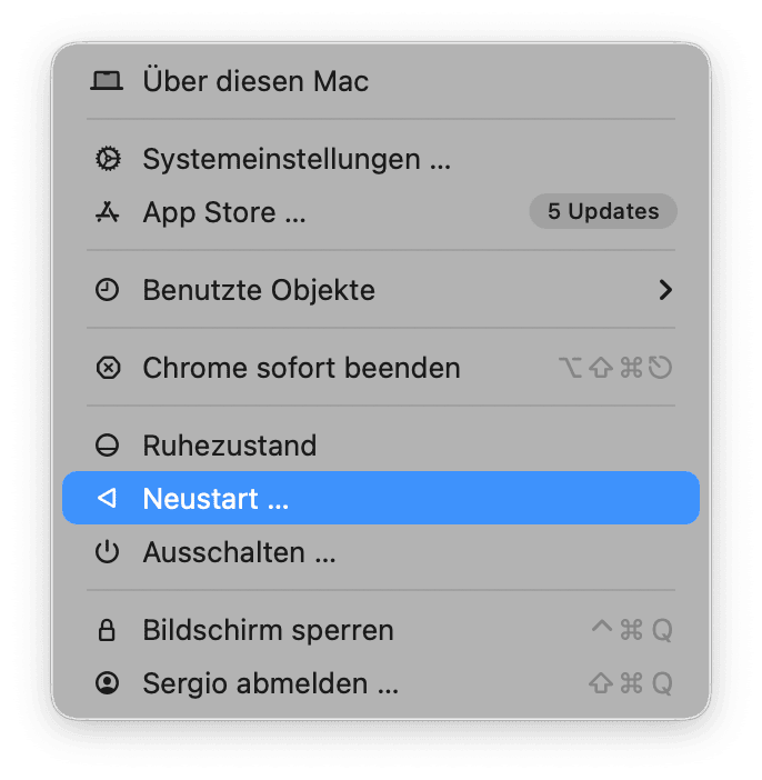 Starten Sie Ihren Mac neu