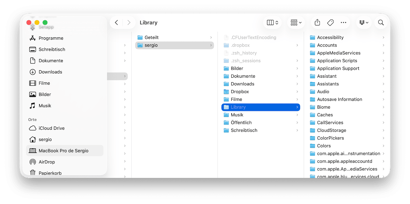 Löschen Sie app-bezogene Dateien manuell aus der Library