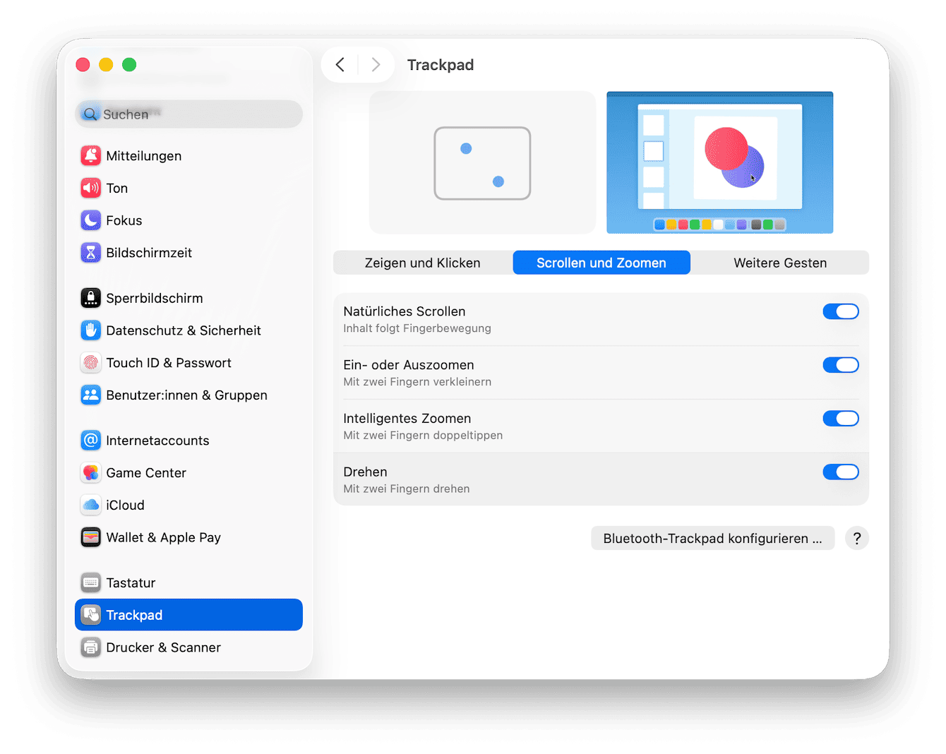 &Ouml;ffne das Apple-Men&uuml; > Systemeinstellungen > Trackpad