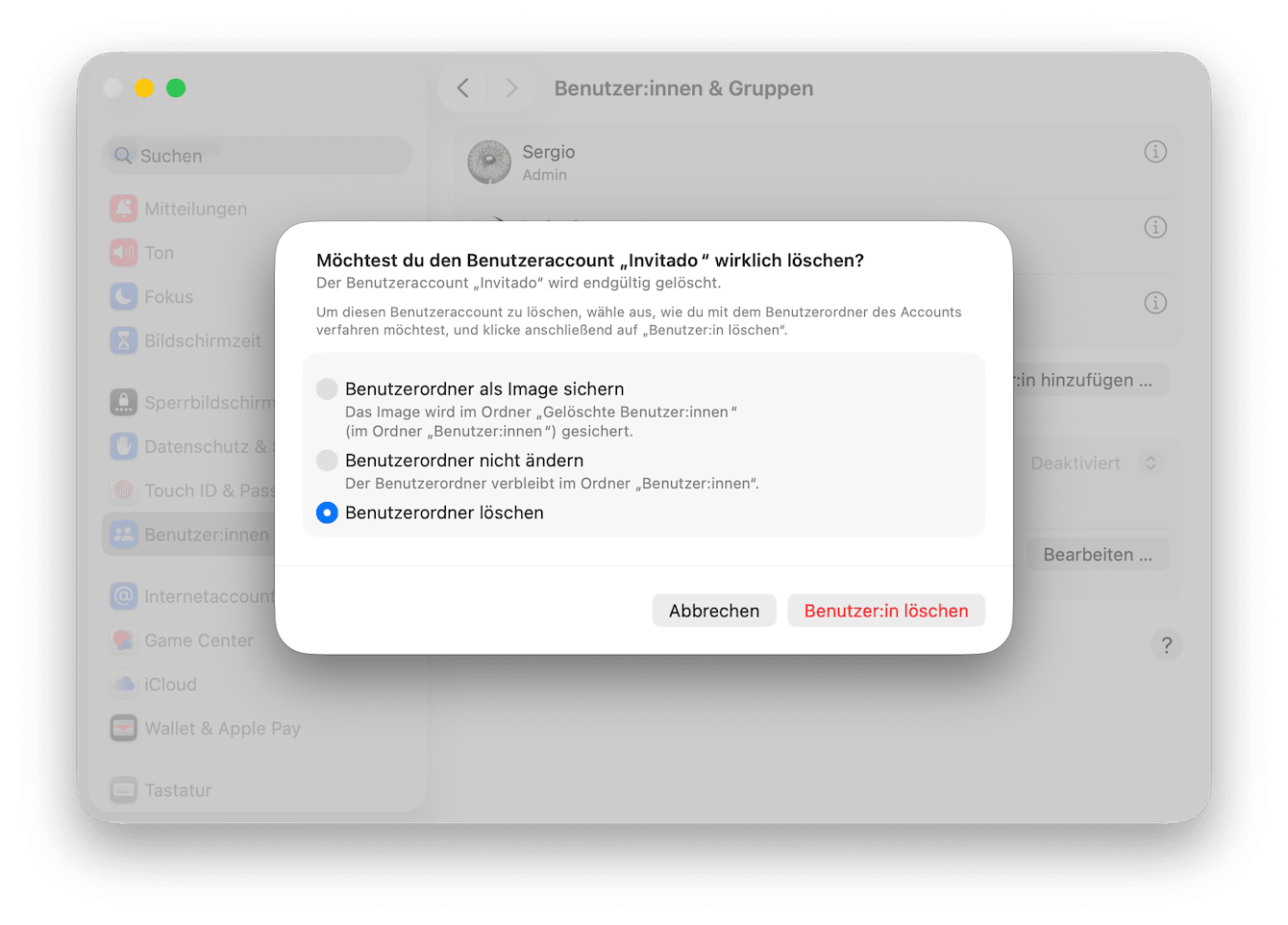 Überprüfen Sie die Benutzerkonten auf Ihrem Mac