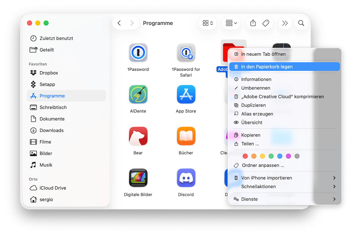 Ungenutzte Programme löschen
