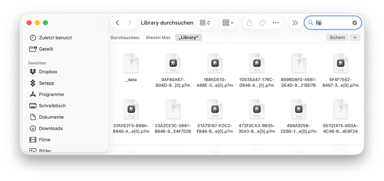 Identifiziere alle zugehörigen Dateien und bewege sie in den Papierkorb