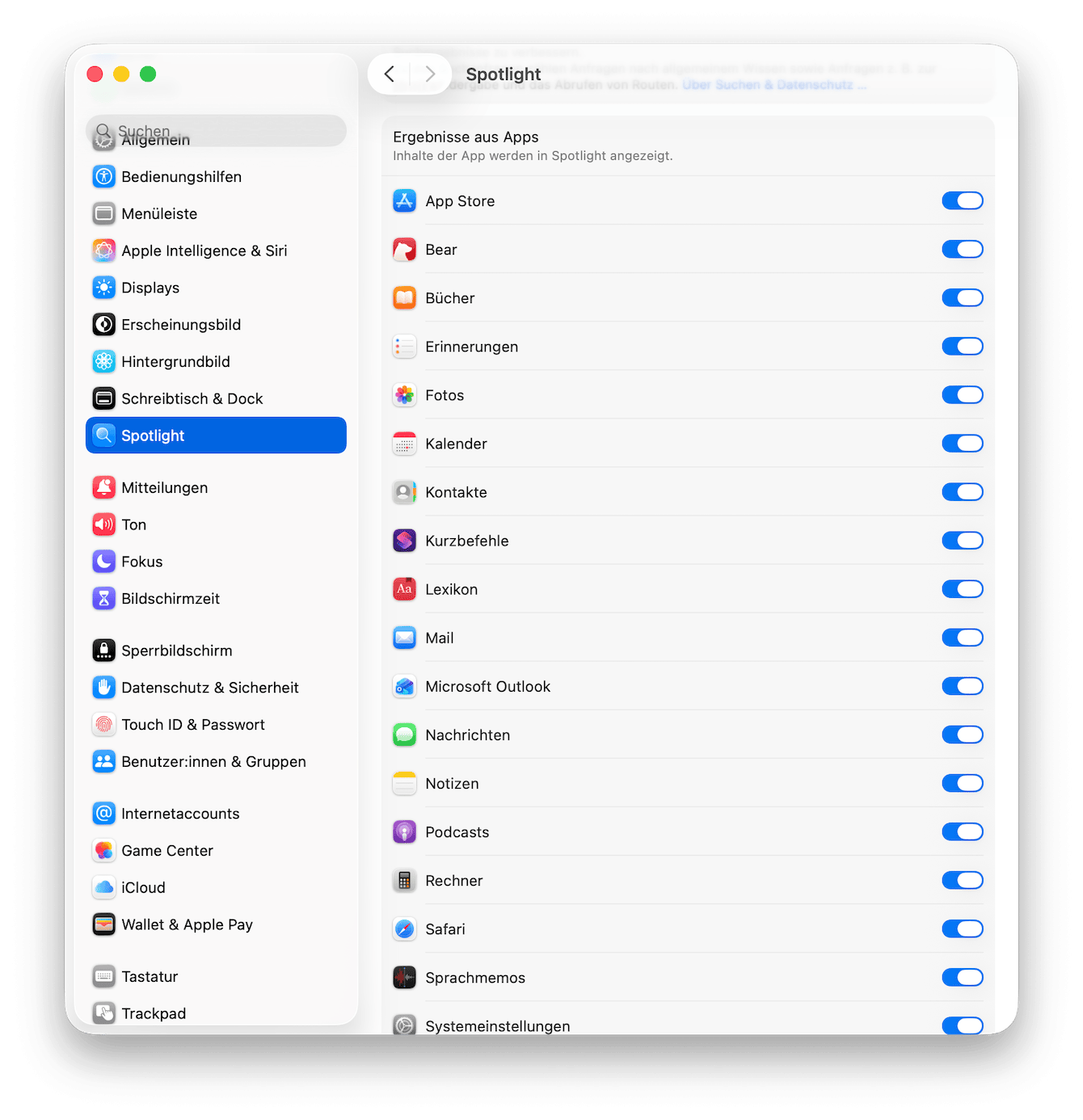 Passen Sie Ihre Sucheinstellungen an