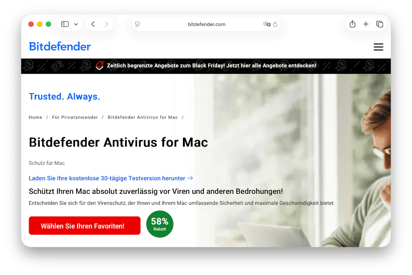 BitDefender bietet neben dem üblichen Anti-Malware-Schutz auch Schutz vor Ransomware und Phishing-Angriffen