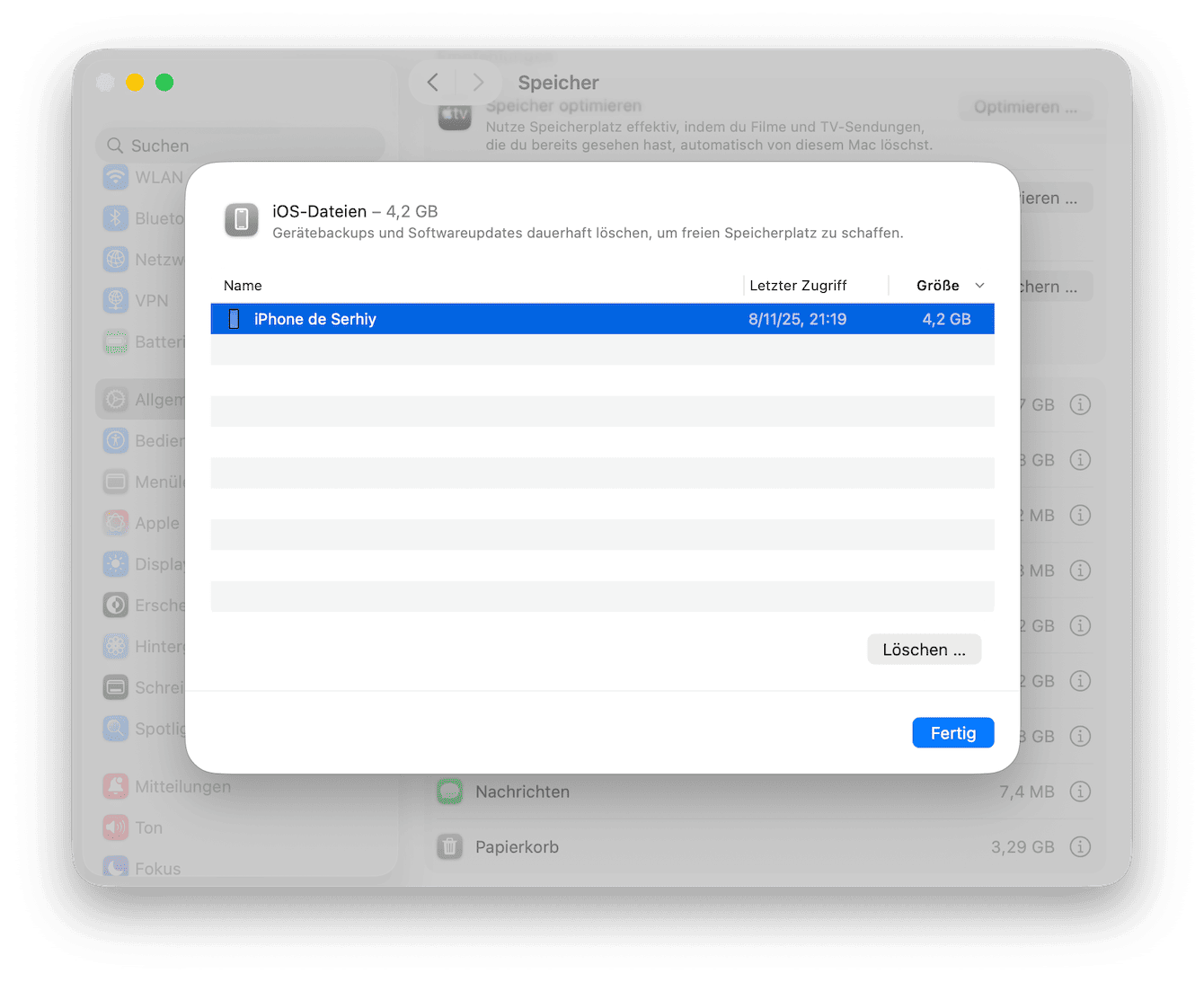Alte iPhone- und iPad-Backups entfernen