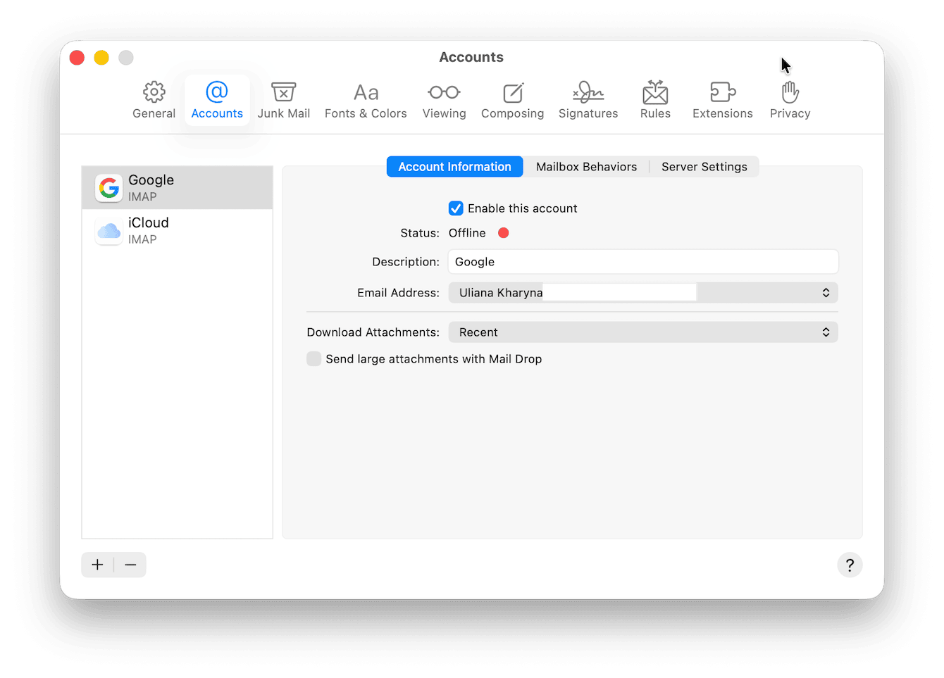 Delete then re-add Gmail account to Mail