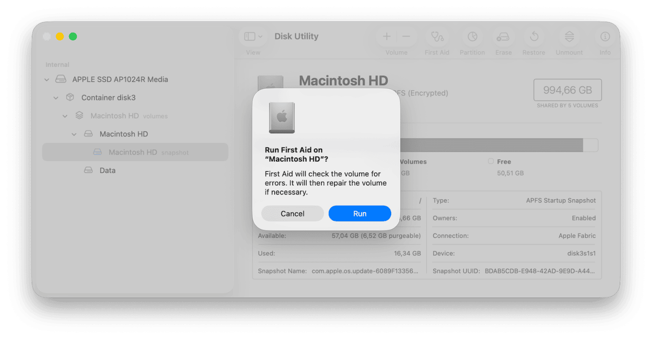 Run First Aid on Mac