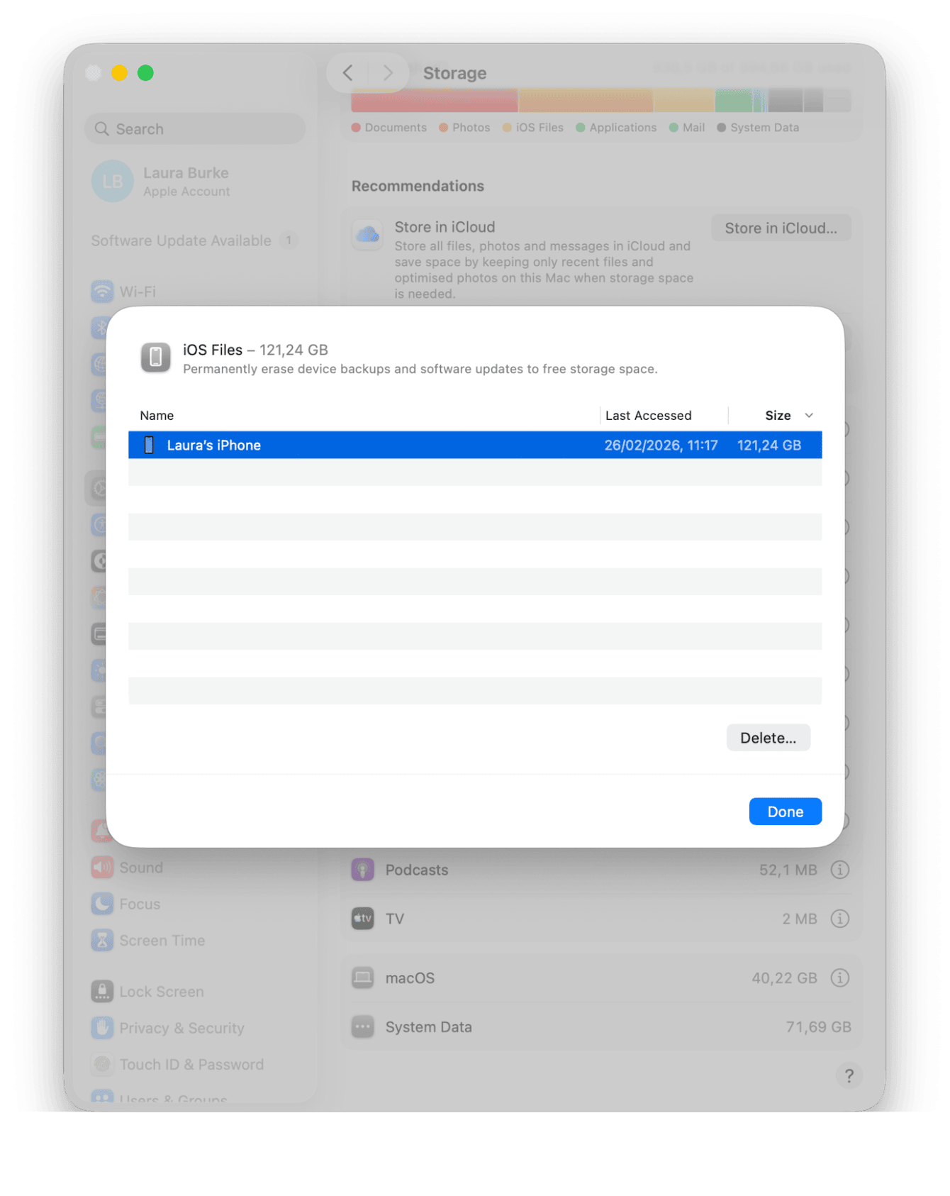 Delete old device backups