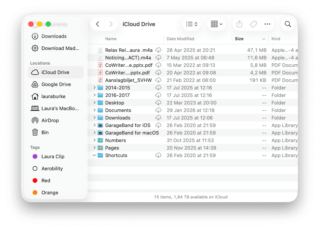 iCloud Drive window