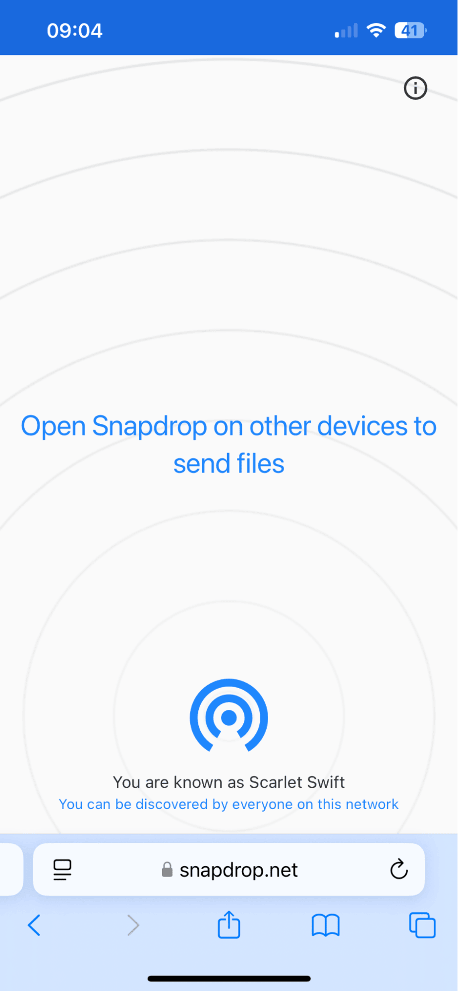 SnapDrop app to send files