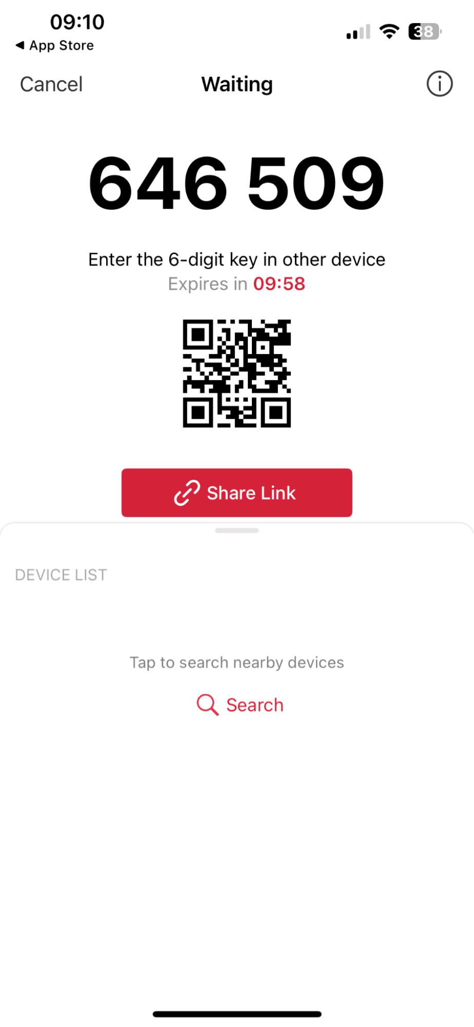 Send Anywhere app on iPhone