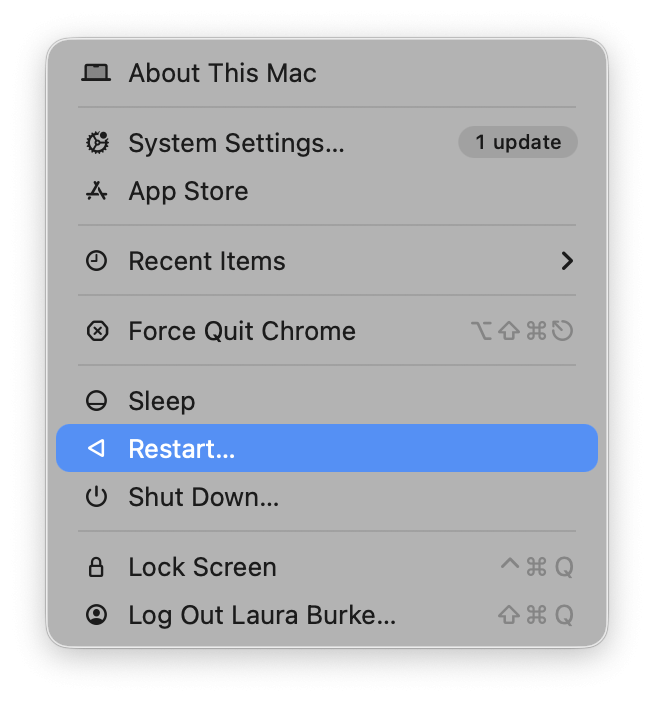 How to restart the Mac