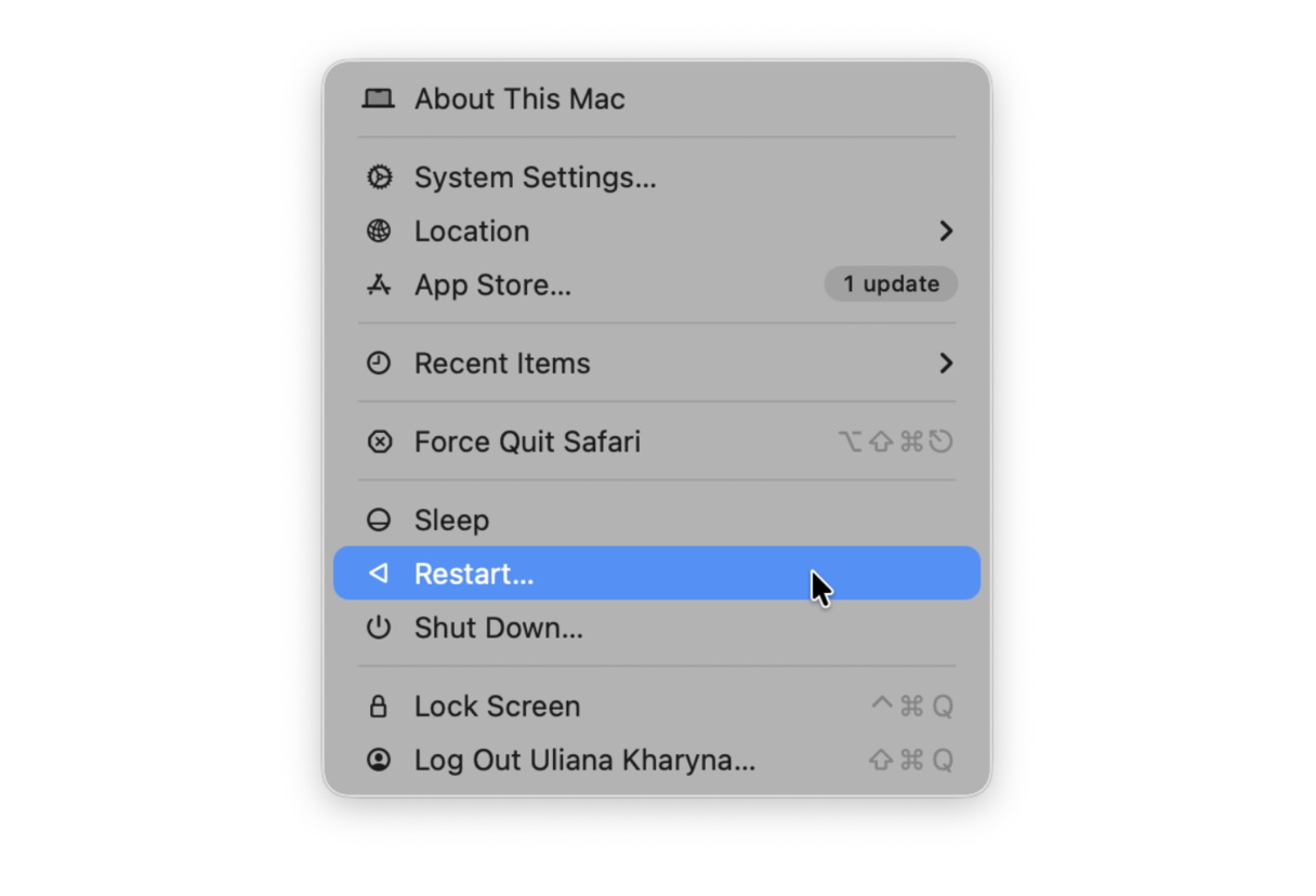 Mac restart prompt