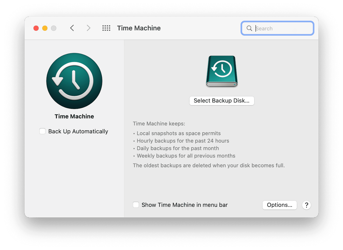 System Preferences - Time Machine