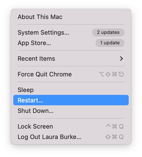 restarting Mac