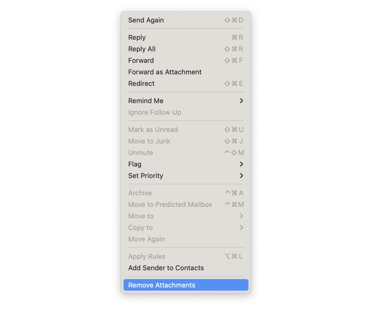 Remove mail attachments from Mac