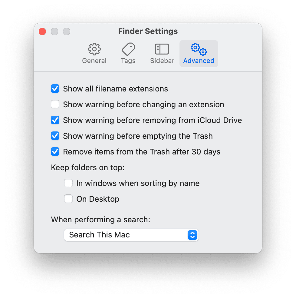Finder Settings on Mac