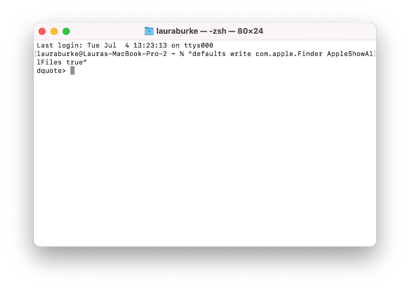 How to view hidden files on Mac in Terminal 