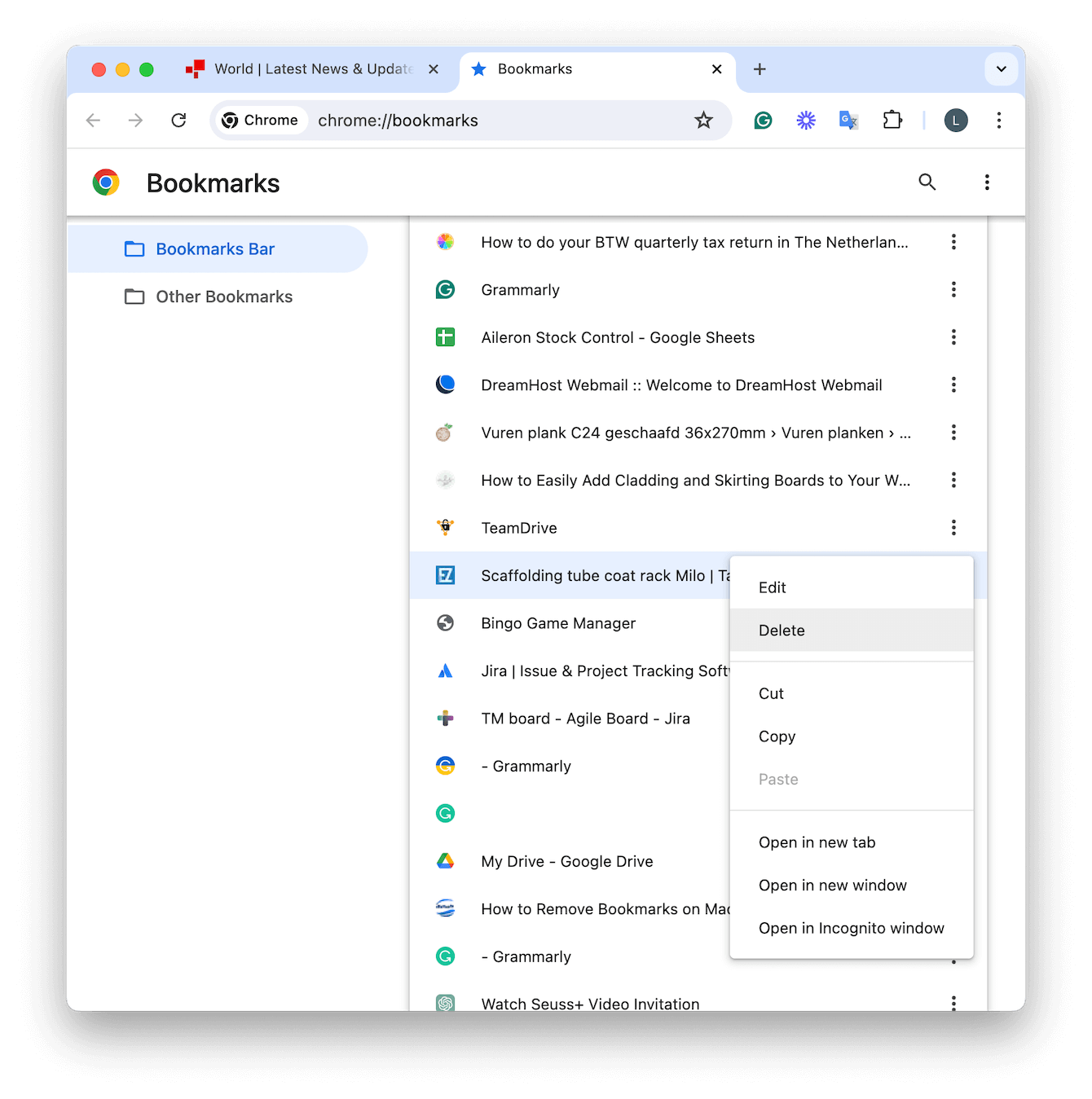 Manage your Chrome bookmarks