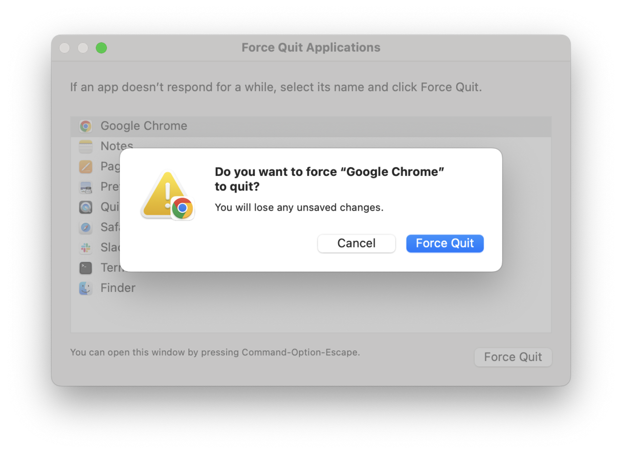 force quit Chrome