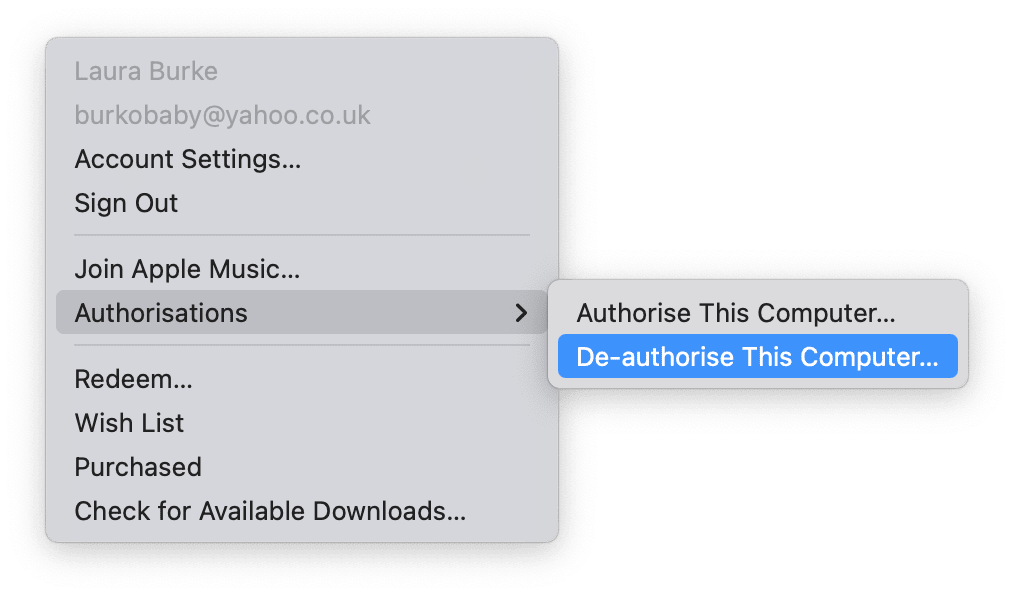 Deauthorize and reauthorize the computer