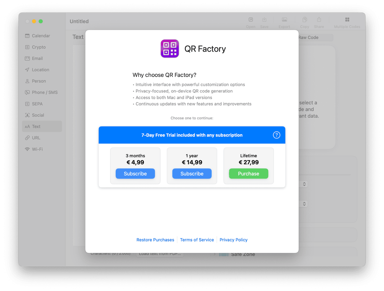 QR Factory 3 app