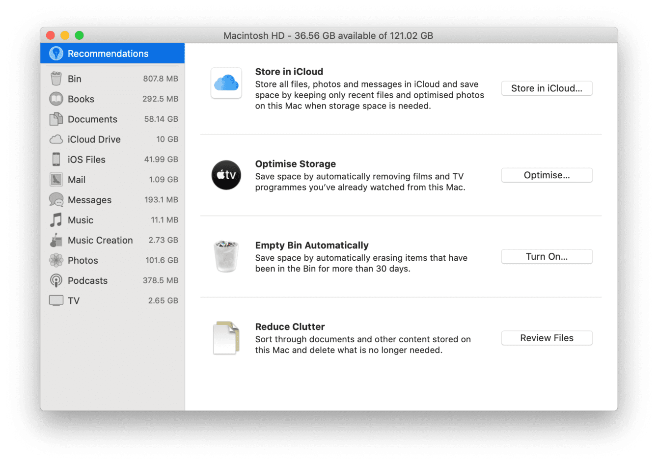 how to manage disk space on mac