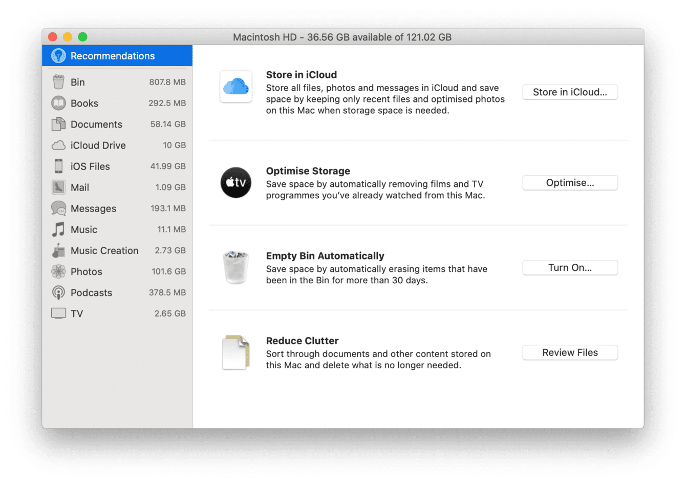 clear disk space on mac