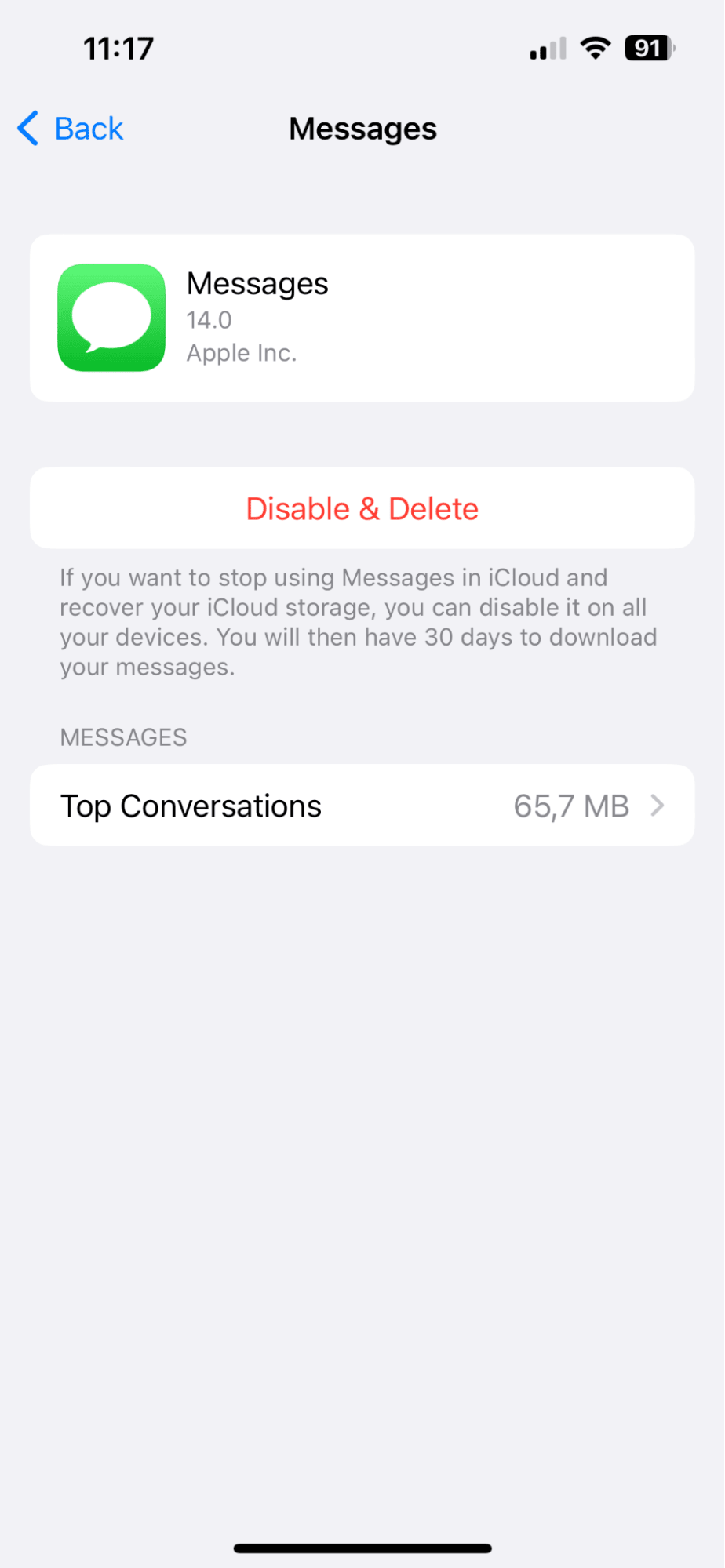 Removing old messages on iPhone