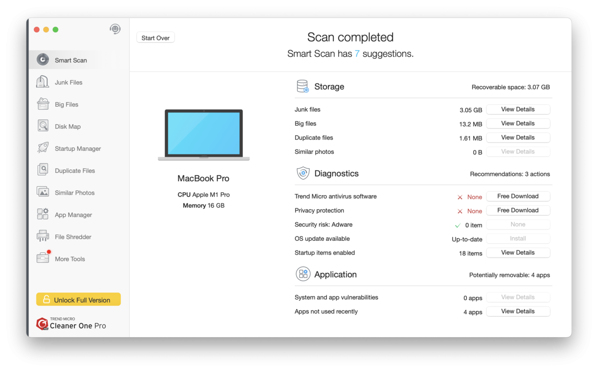 Cleaner One Pro Mac cleaner app