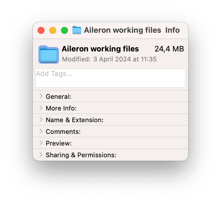 Folder info on Mac