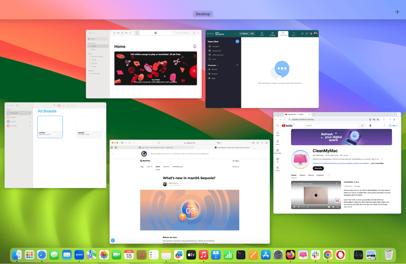 All open windows on Mac