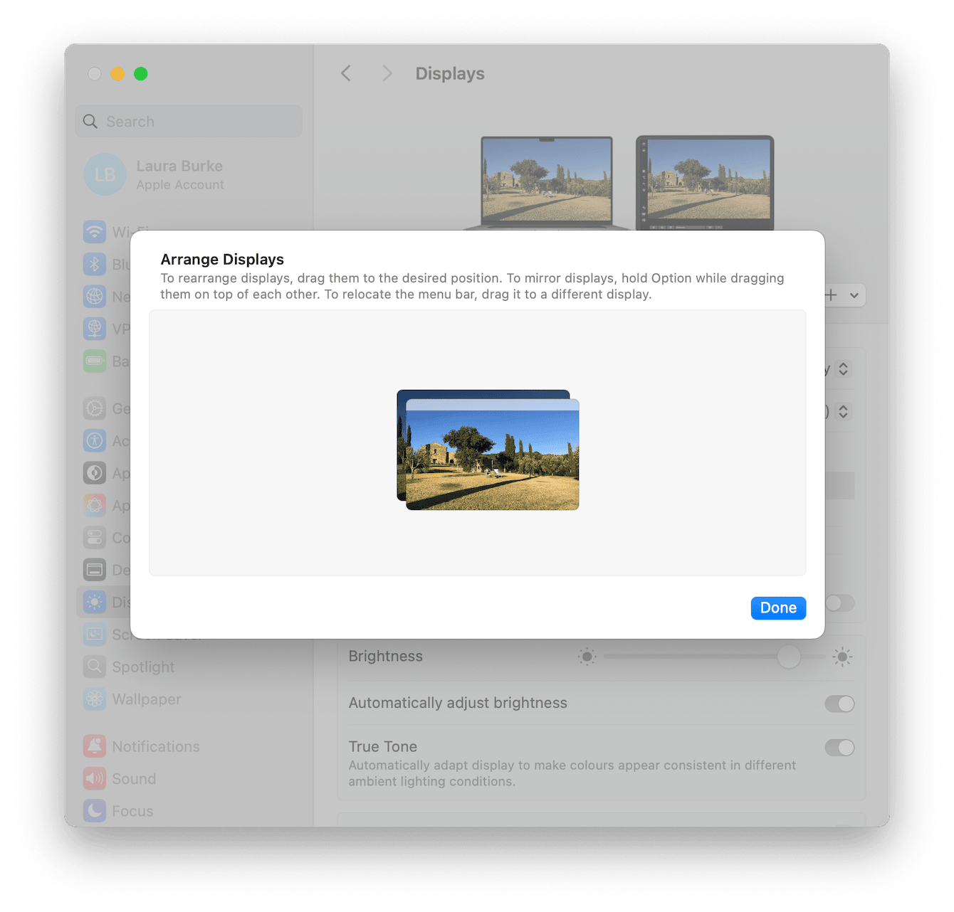 System Settings – Arrange Displays