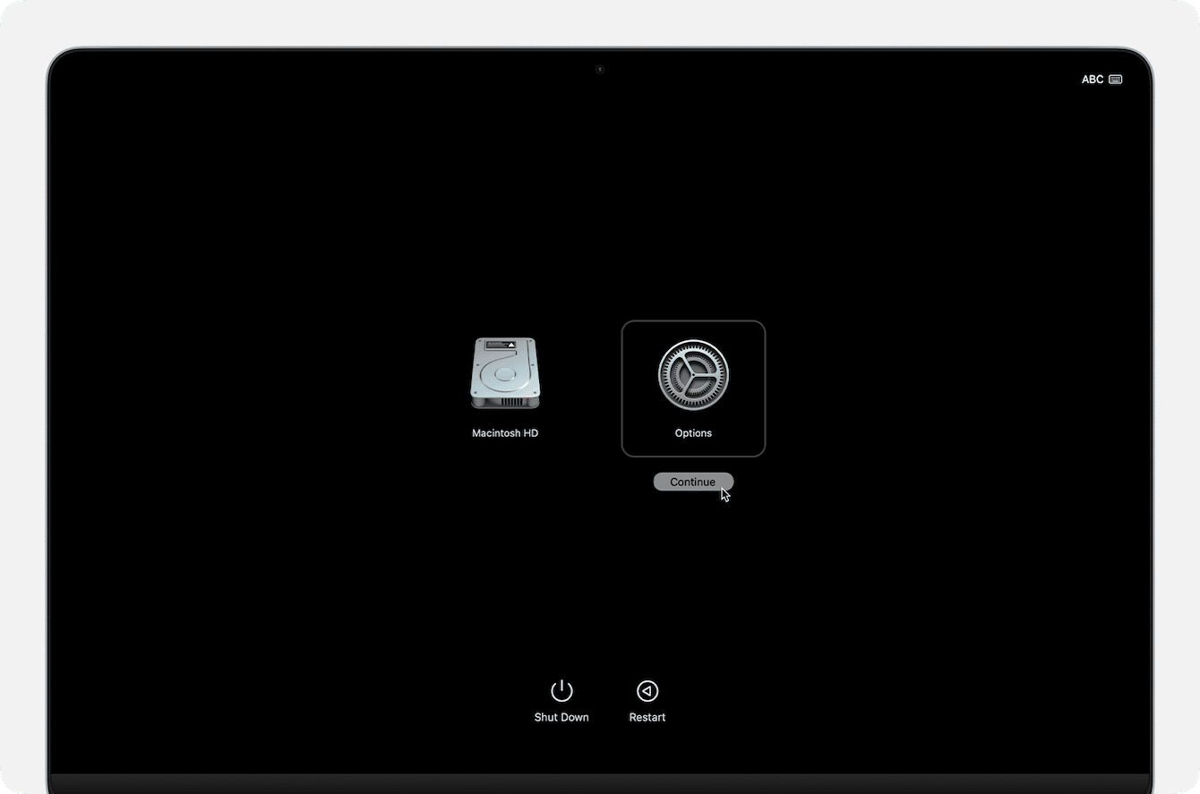 Restart into macOS Recovery