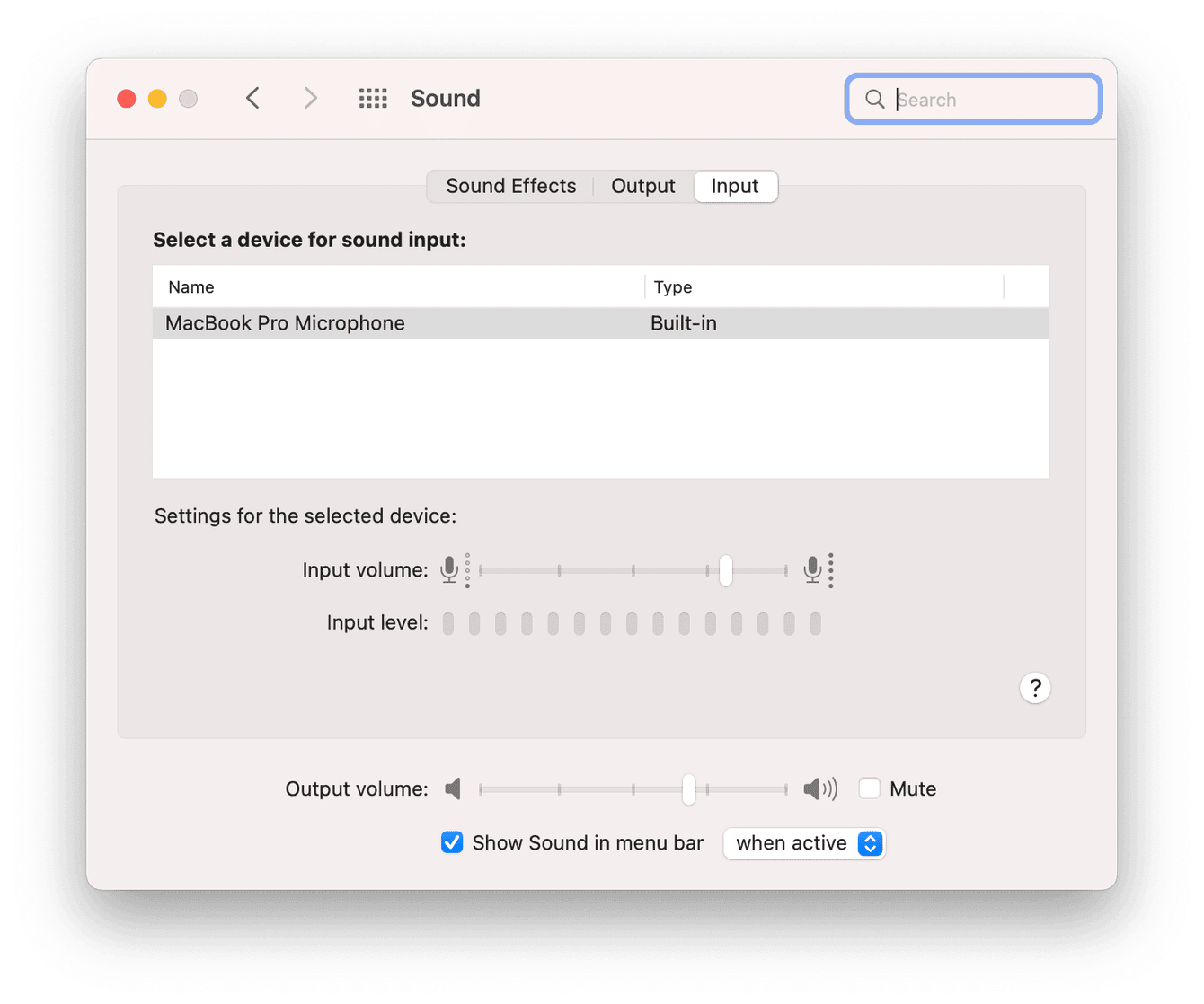 Microphone input settings