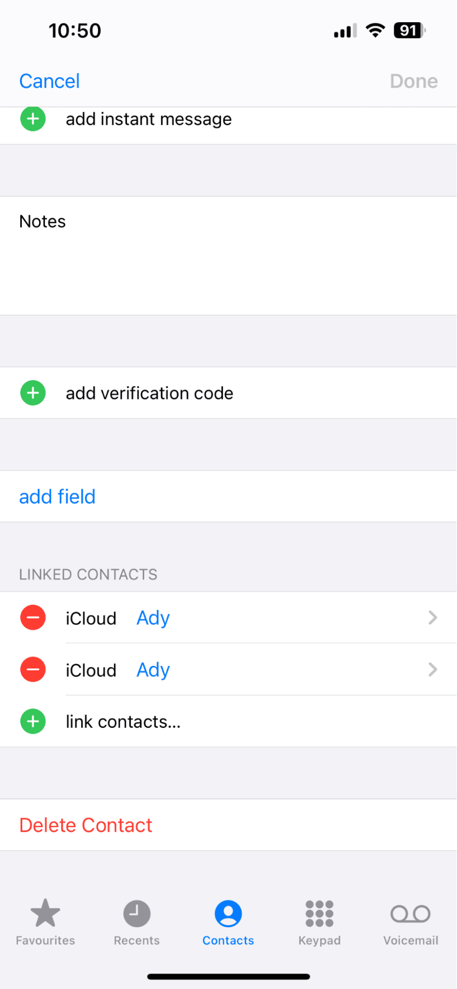 How to unmerge contacts on iPhone