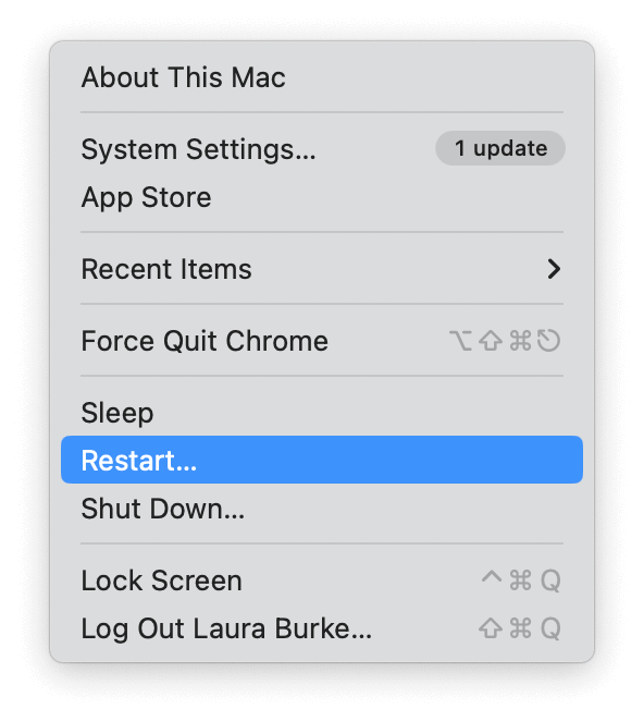 restart your MacBook