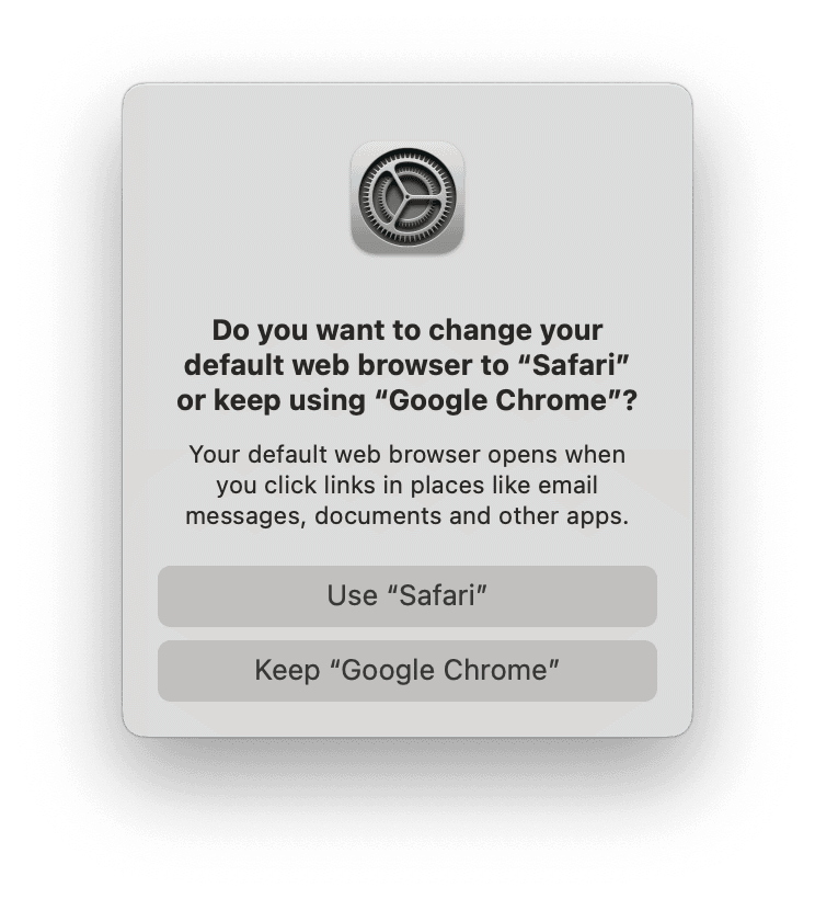 Set Safari as your default browser from Safari itself