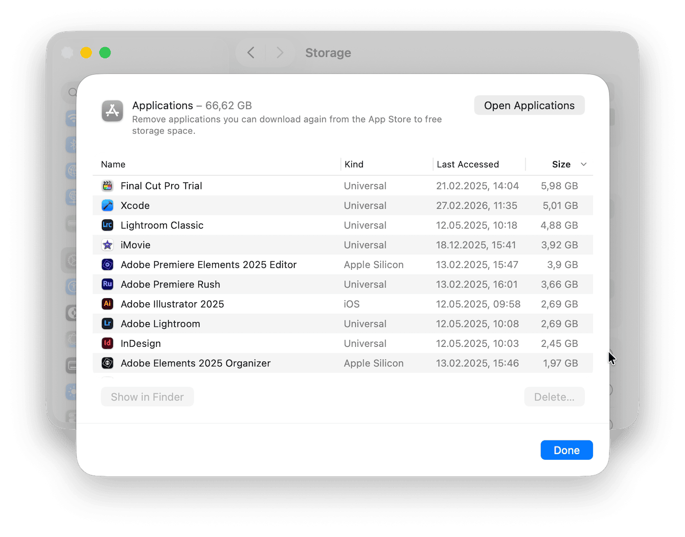 Apple menu > System Settings > General > Storage