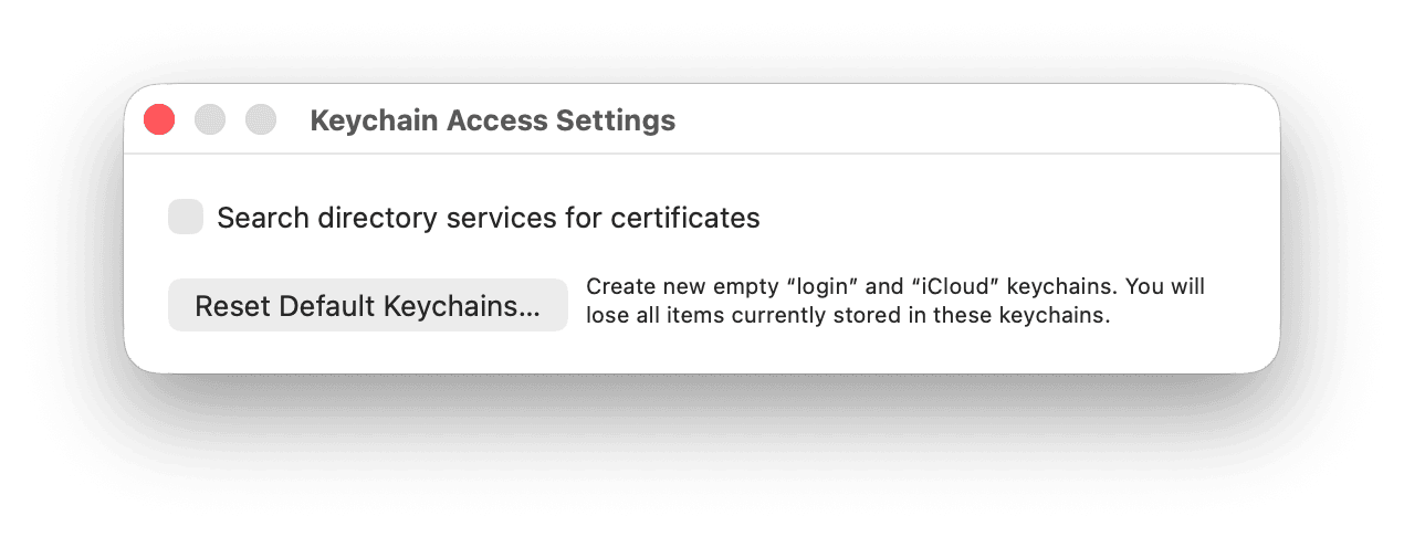 Reset Default Keychains