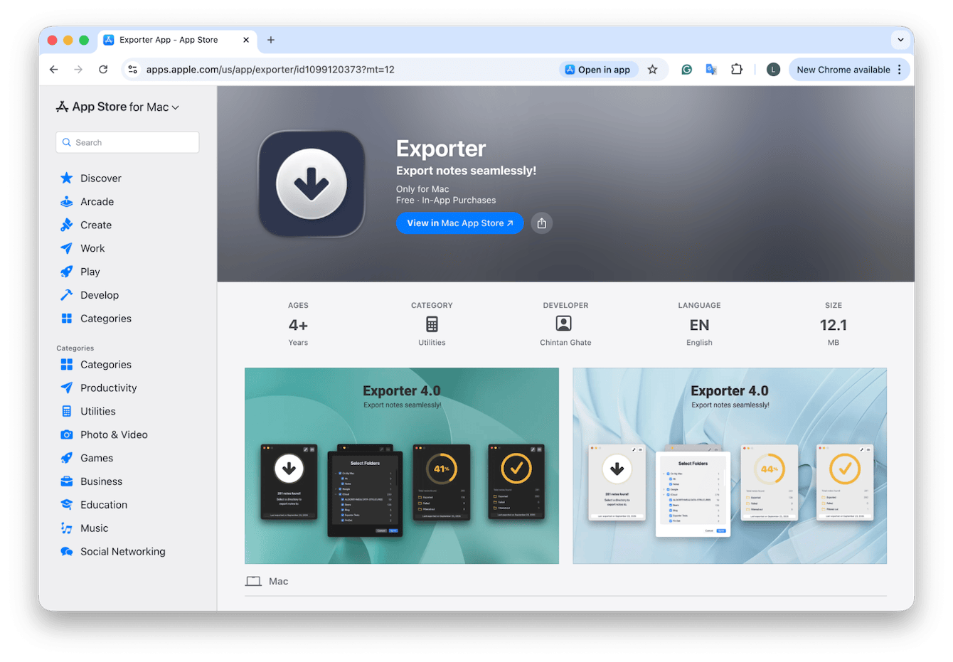 Exporter app for macOS