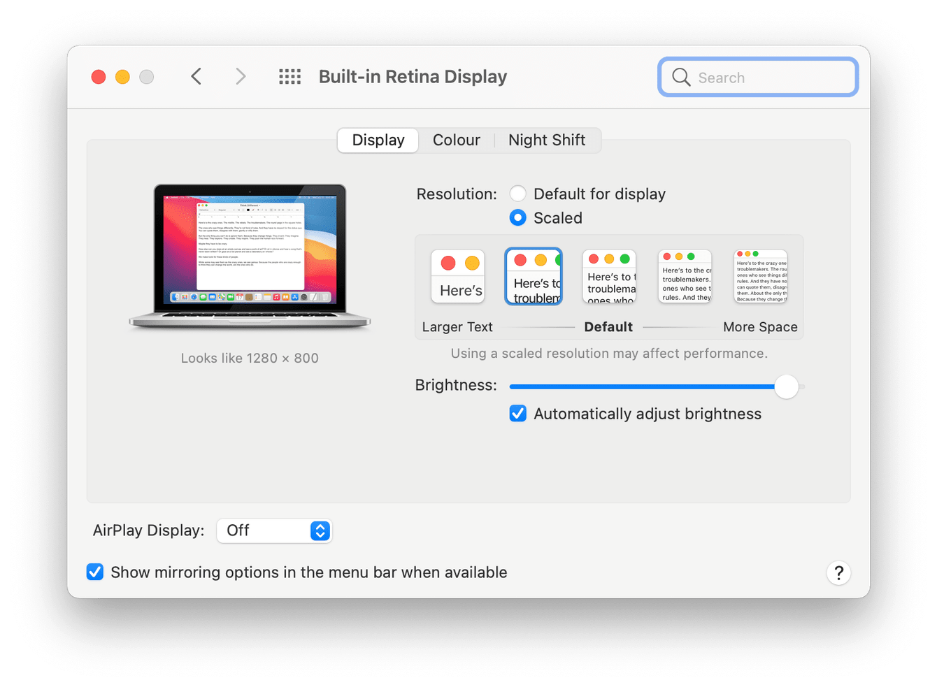 mac display setting