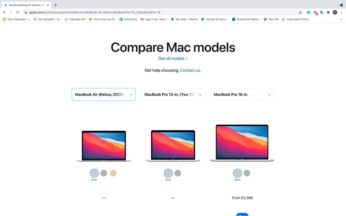 Comparing Mac models