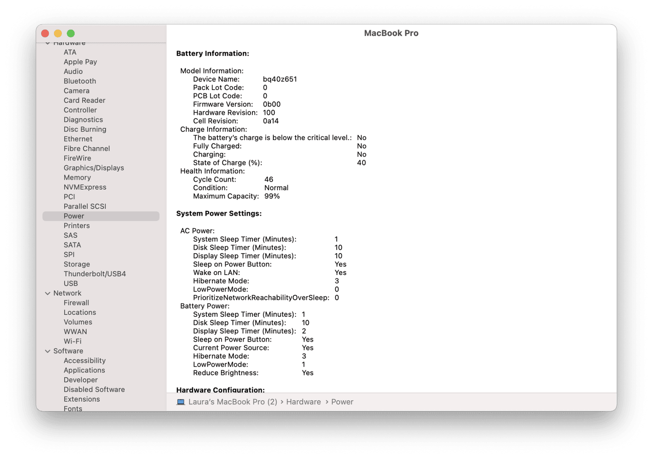 Mac battery information