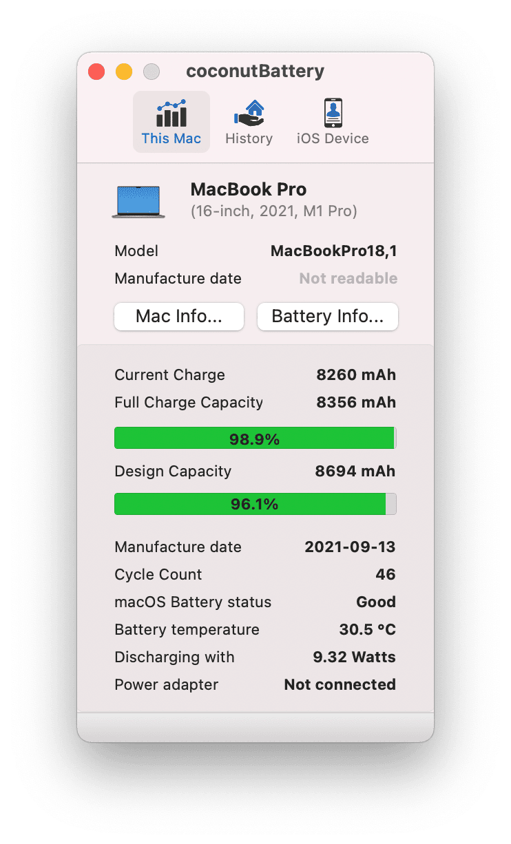 Coconut Battery screenshot