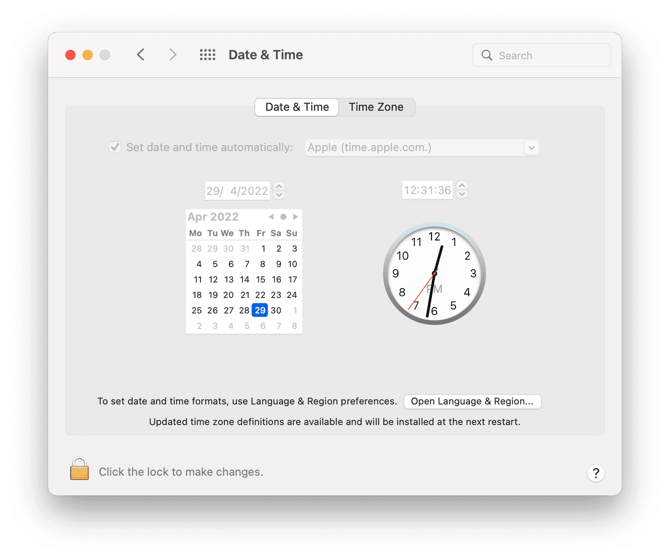 Date & Time preferences