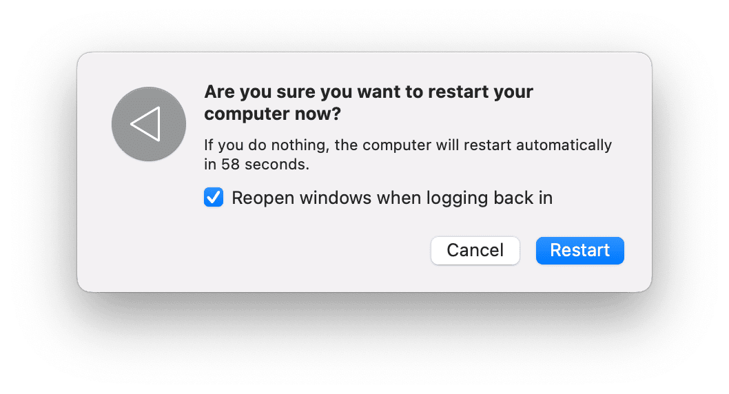 Mac restart prompt